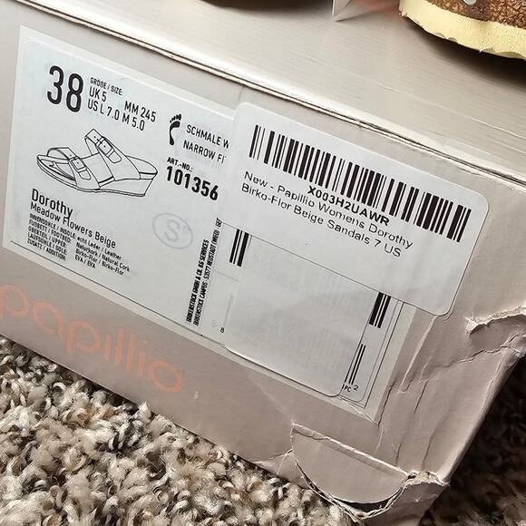 Birkenstock Papillio Dorothy Wedge Sandals Meadow Flowers Beige Size 7 - Picture 7 of 11